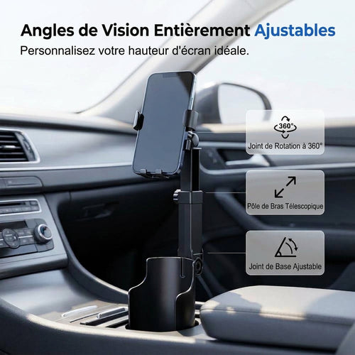 Support de Téléphone et Porte-Gobelet 2 en 1 pour Voiture