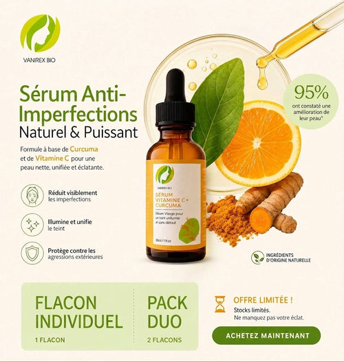 Sérum Anti-taches à la Vitamine C et au Curcuma