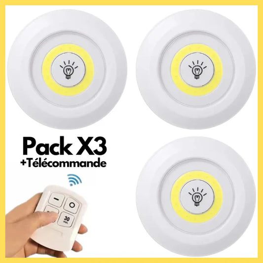 3 Lampes LED sans fil avec télécommande - GN