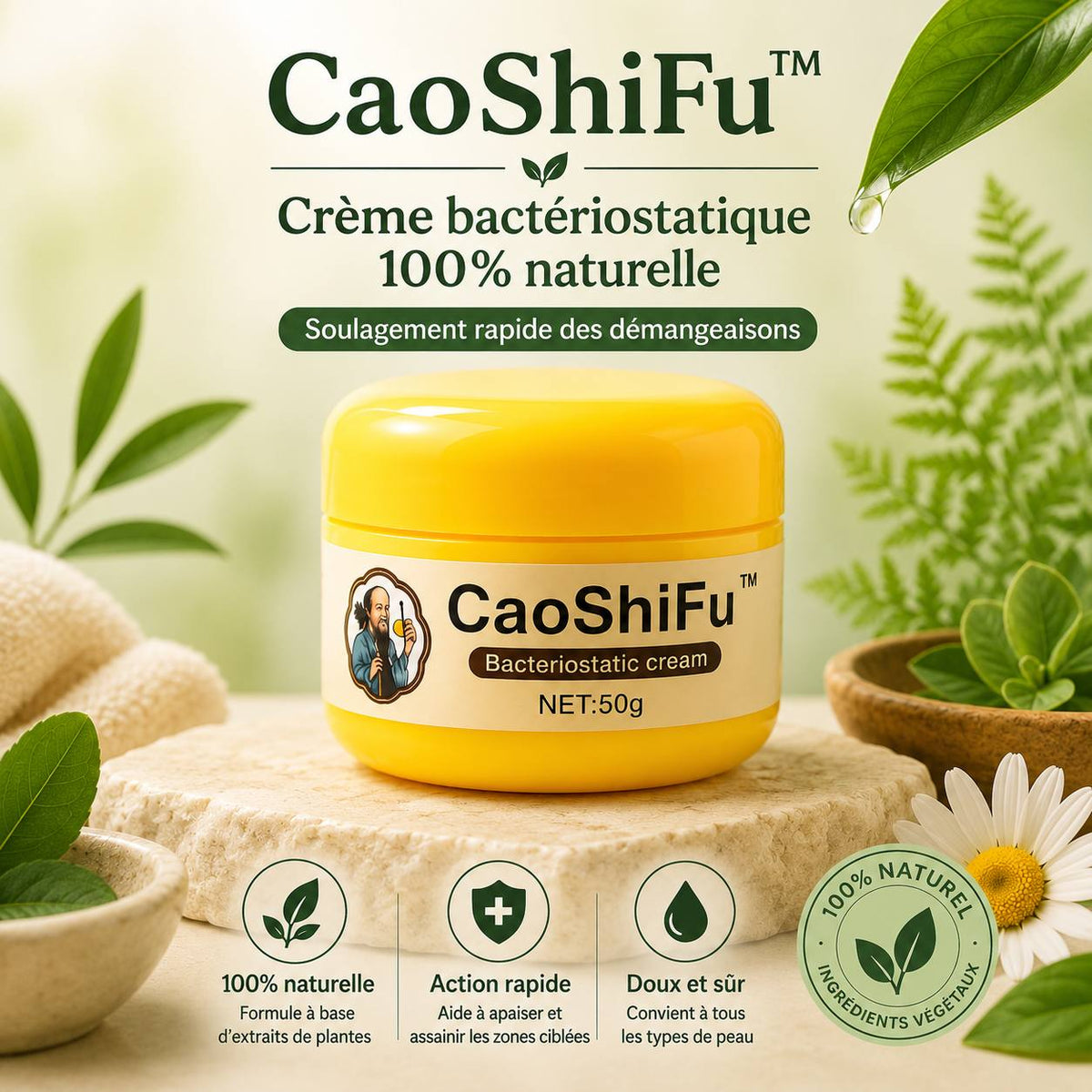 Crème Caoshifu Bactériostatique Apaisante & Assainissante